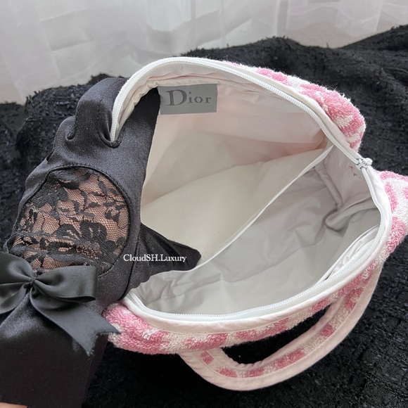 Auth Dior Pink Terry Cloth Trotter Monogram Mini Bag - Vintage - Picture 4 of 16
